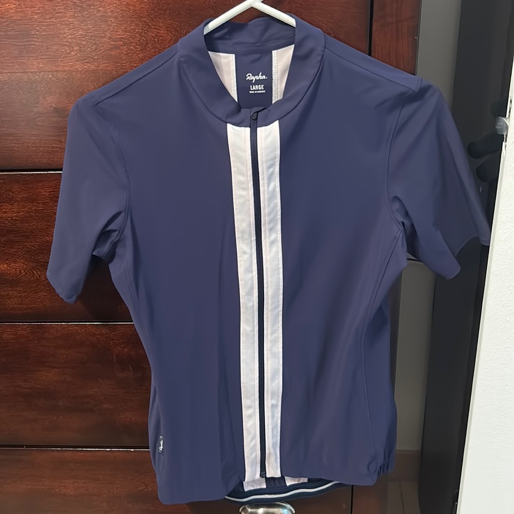 RAPHA SOUPLESSE JERSEY WOMEN LARGE NAVY AND WHITE